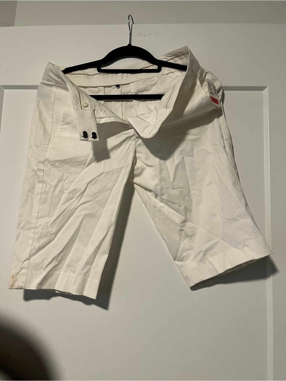 Theory Cream-White Tailored Shorts